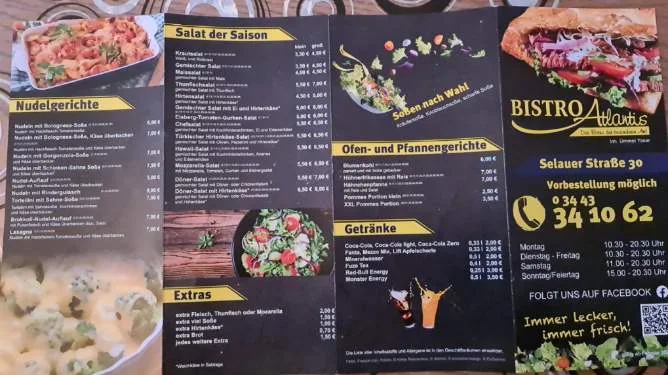 Speisekarte, Bistro Atlantis