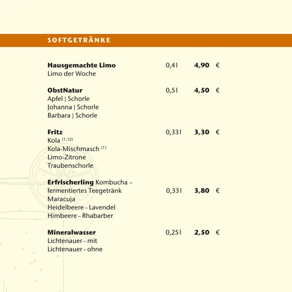 Speisekarte, SAMOCCA Café Weimar