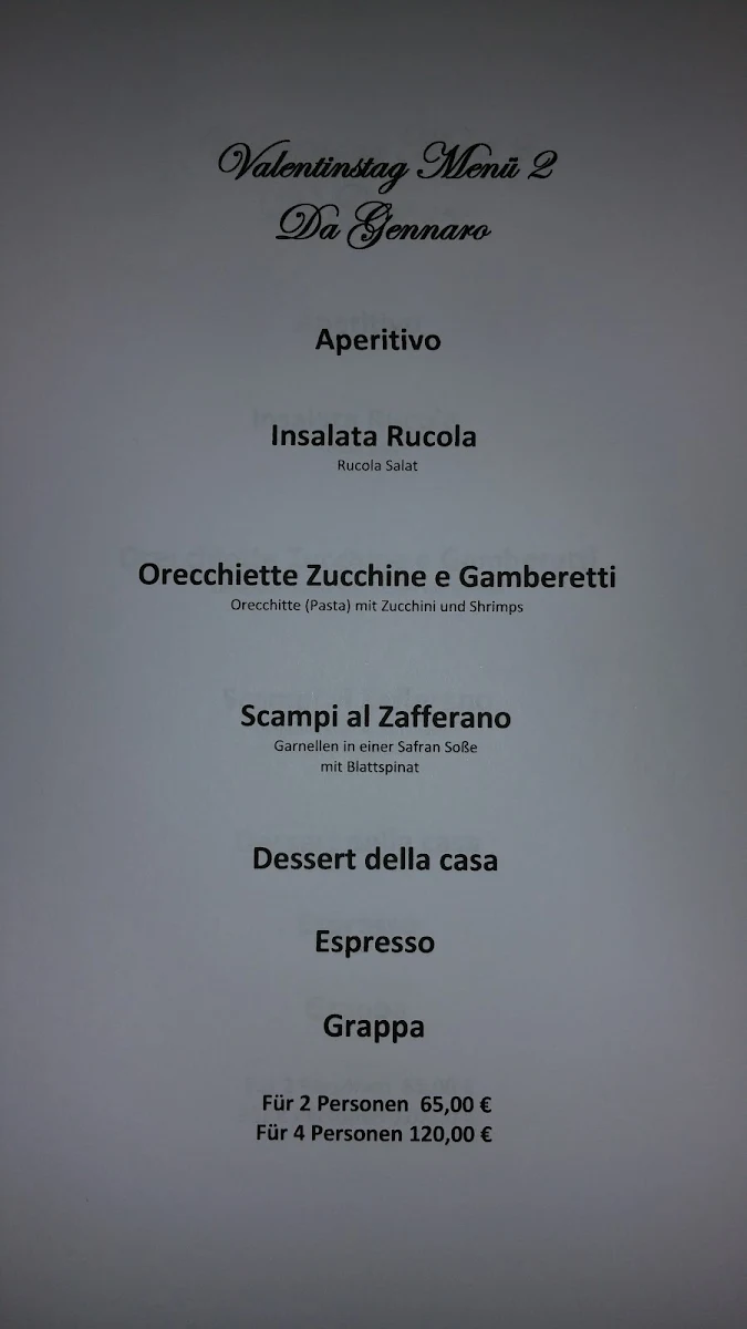 Speisekarte, Trattoria e Pizzeria Da Gennaro