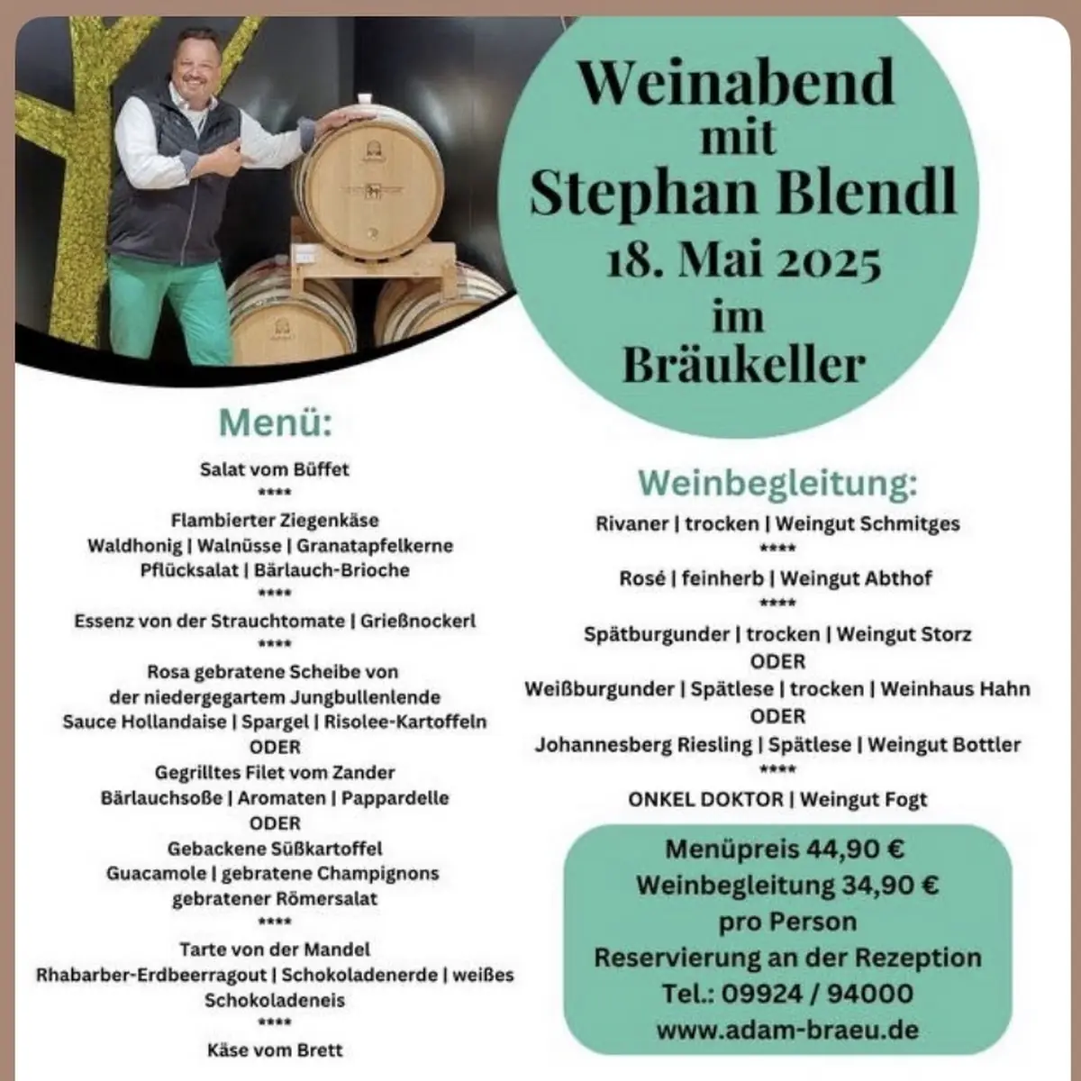 Speisekarte, Gasthof Adam Bräu