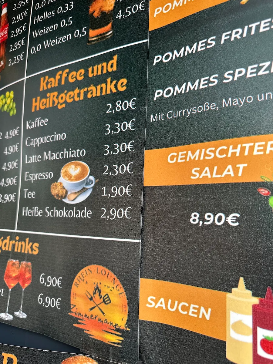 Speisekarte, RHEIN-LOUNGE Zimmermann's
