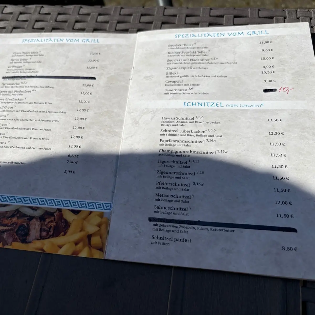 Speisekarte, Akropolis Grill Restaurant