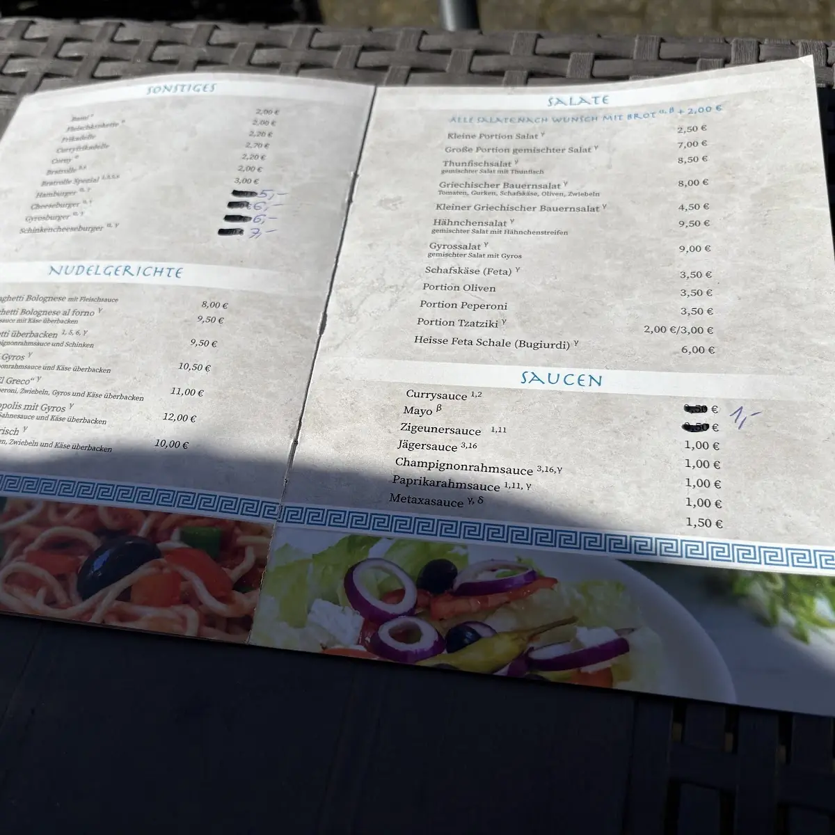 Speisekarte, Akropolis Grill Restaurant