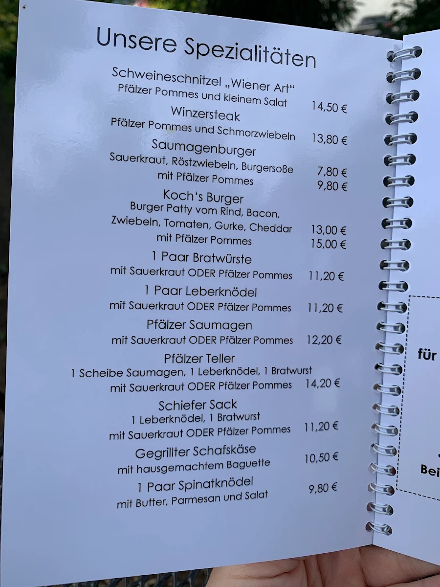 Speisekarte, Wann's Licht brennt isch uff!