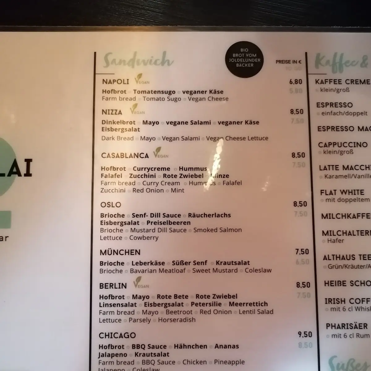 Speisekarte, NIKOLAI - Flammkuchen in Flensburg