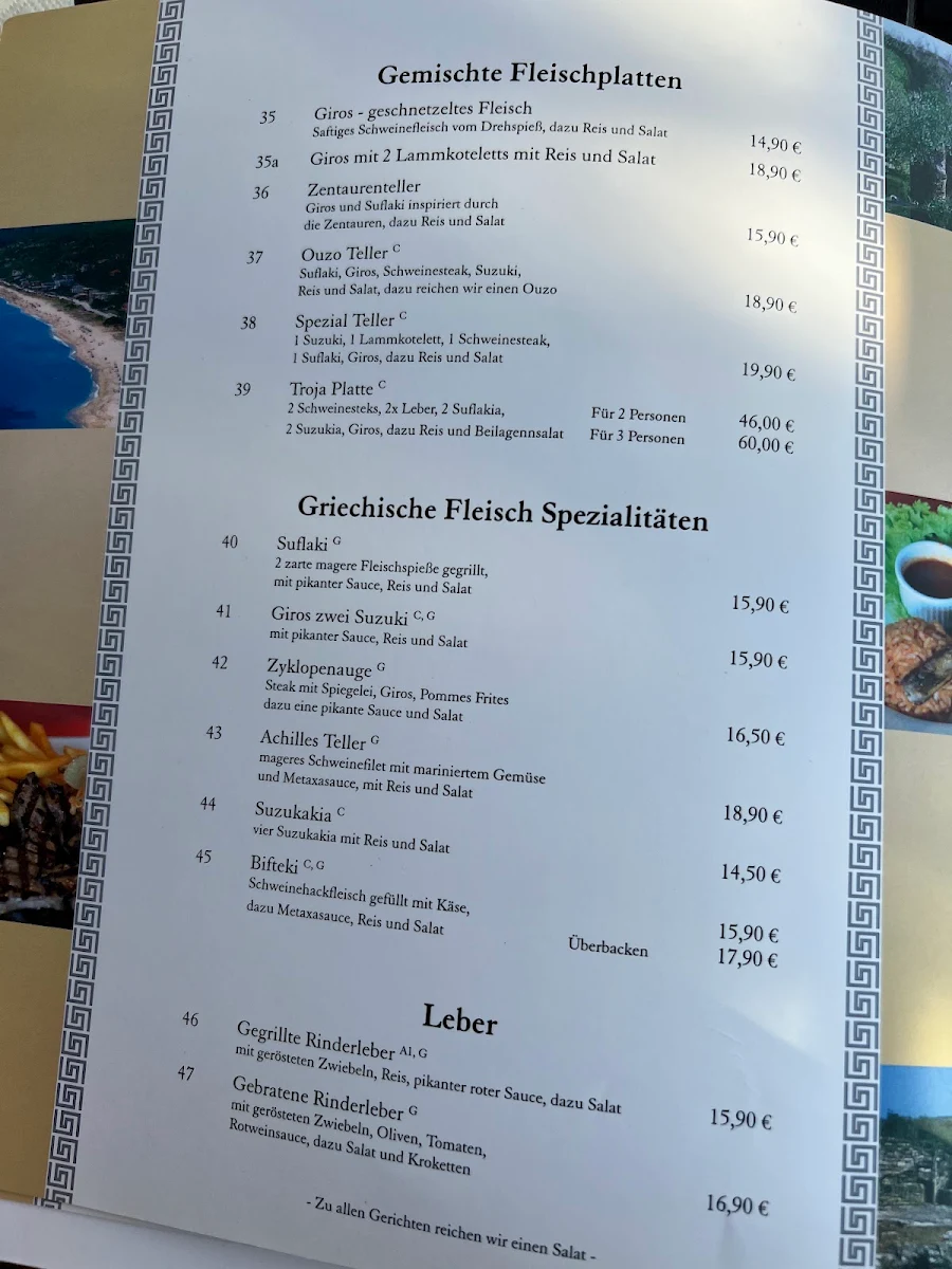 Speisekarte, Troja Garbsen