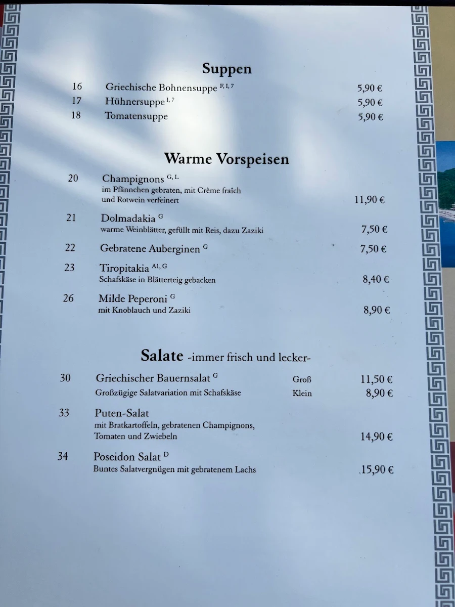 Speisekarte, Troja Garbsen
