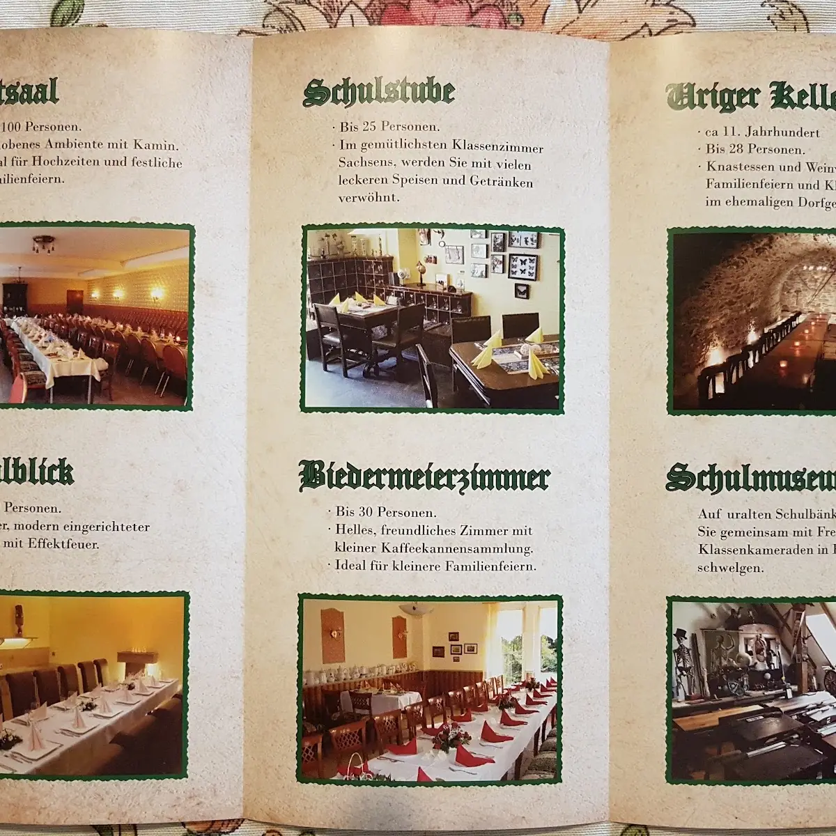 Speisekarte, Café & Restaurant "Zur alten Schule"