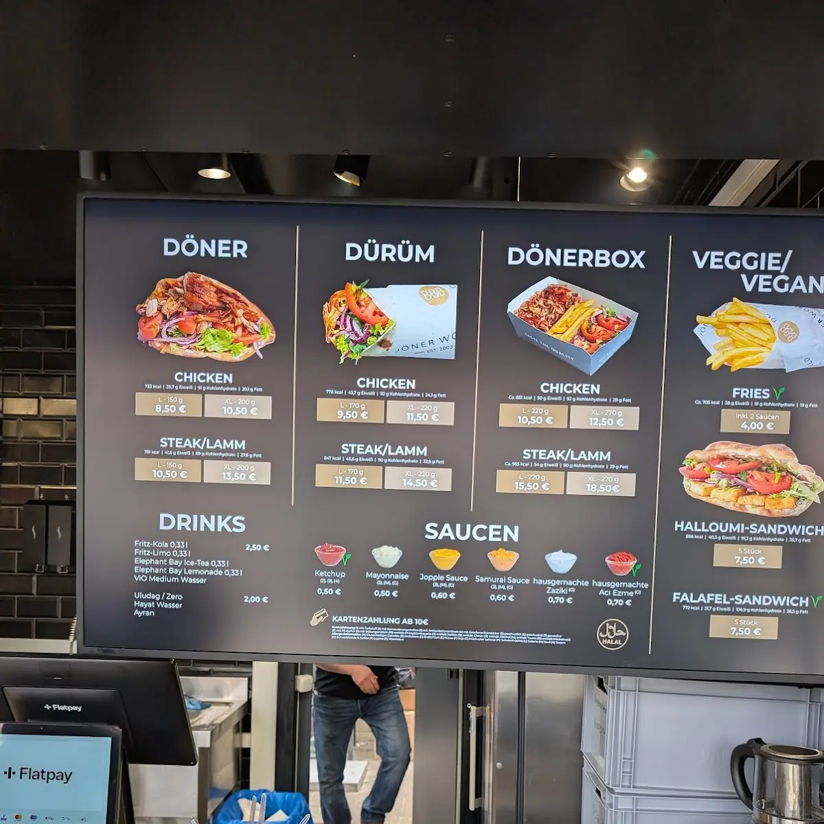 Speisekarte, BBB Döner World