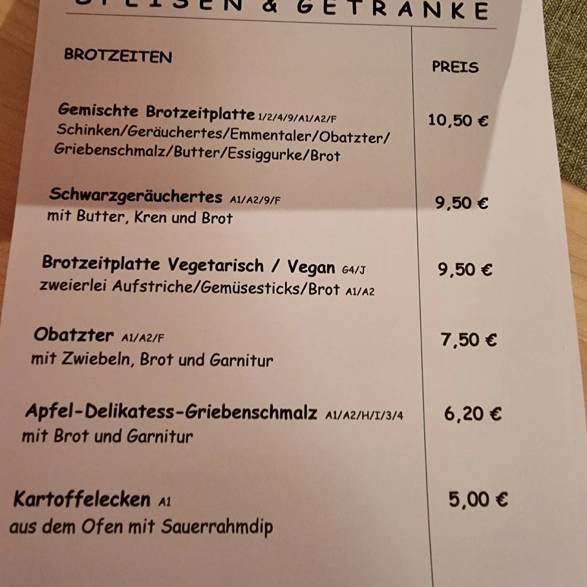 Speisekarte photo 2