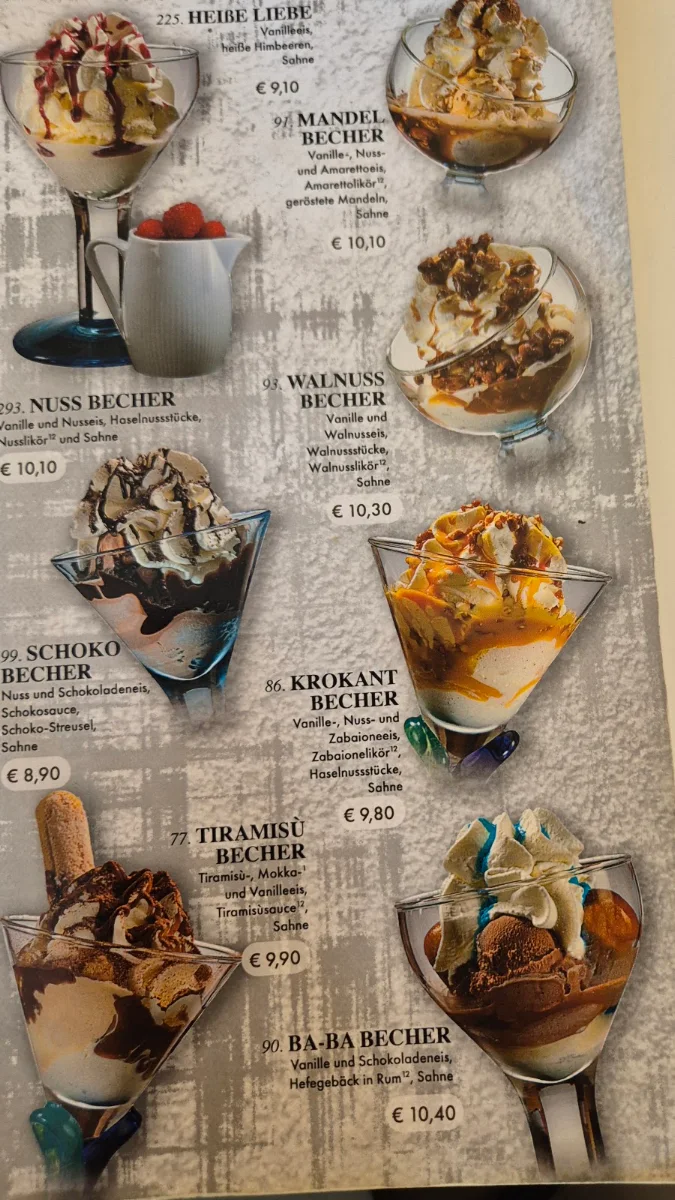 Speisekarte, Dolomiti Eis - Café