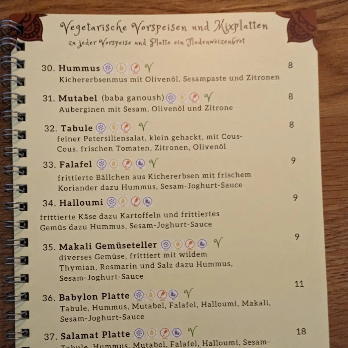 Speisekarte, Salamat