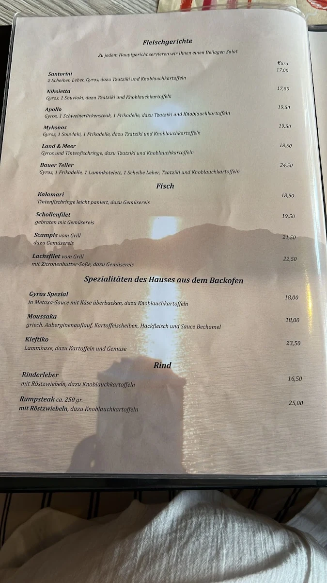 Speisekarte, Restaurant Castella