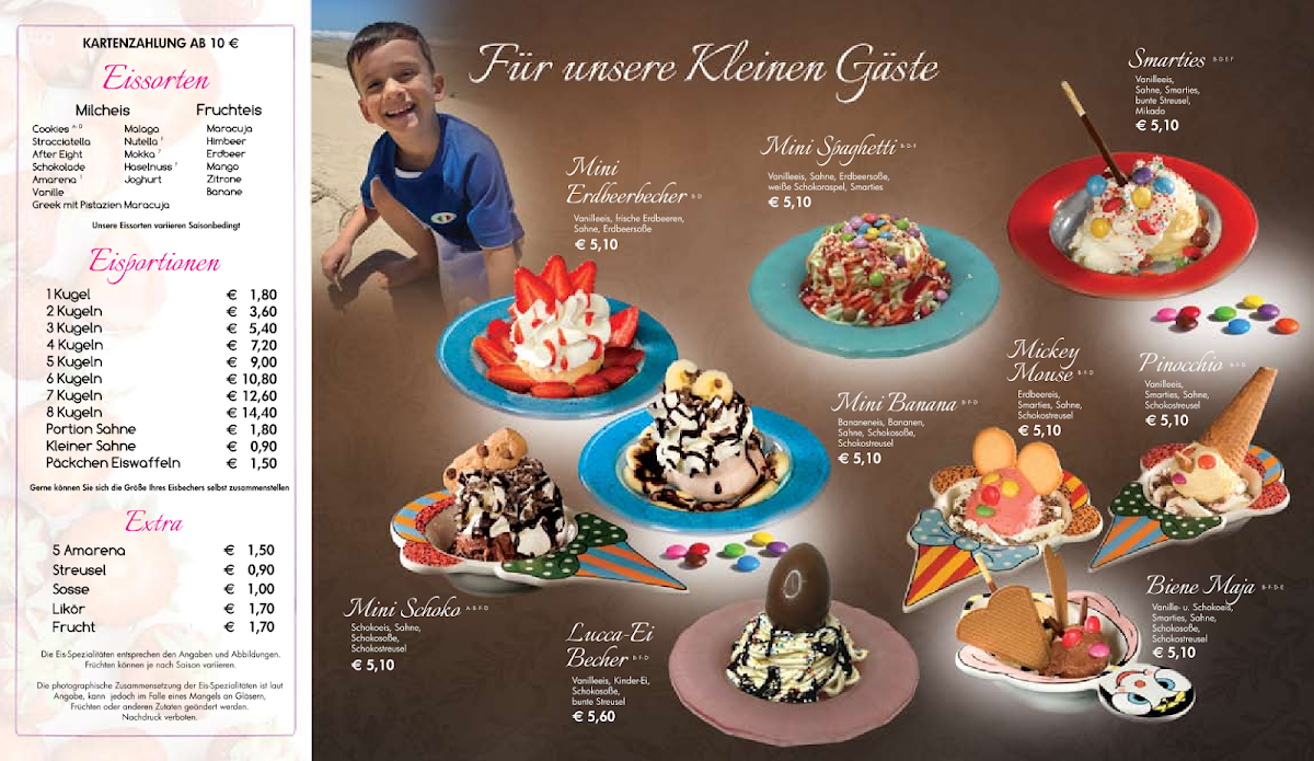 Speisekarte, Eiscafé Lucca Eppingen