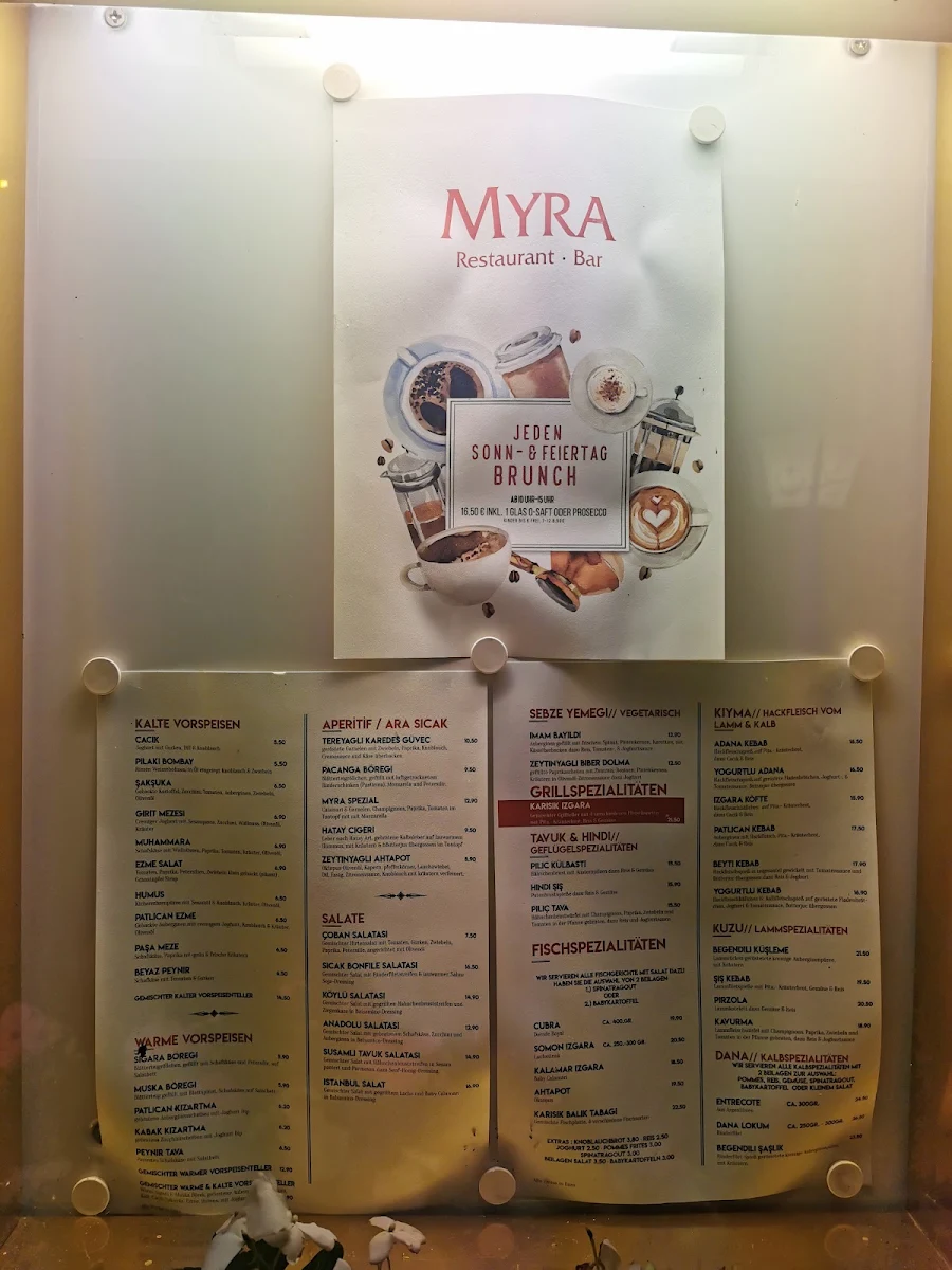 Speisekarte, MYRA Restaurant