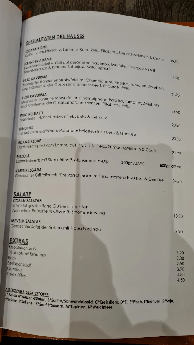 Speisekarte, MYRA Restaurant