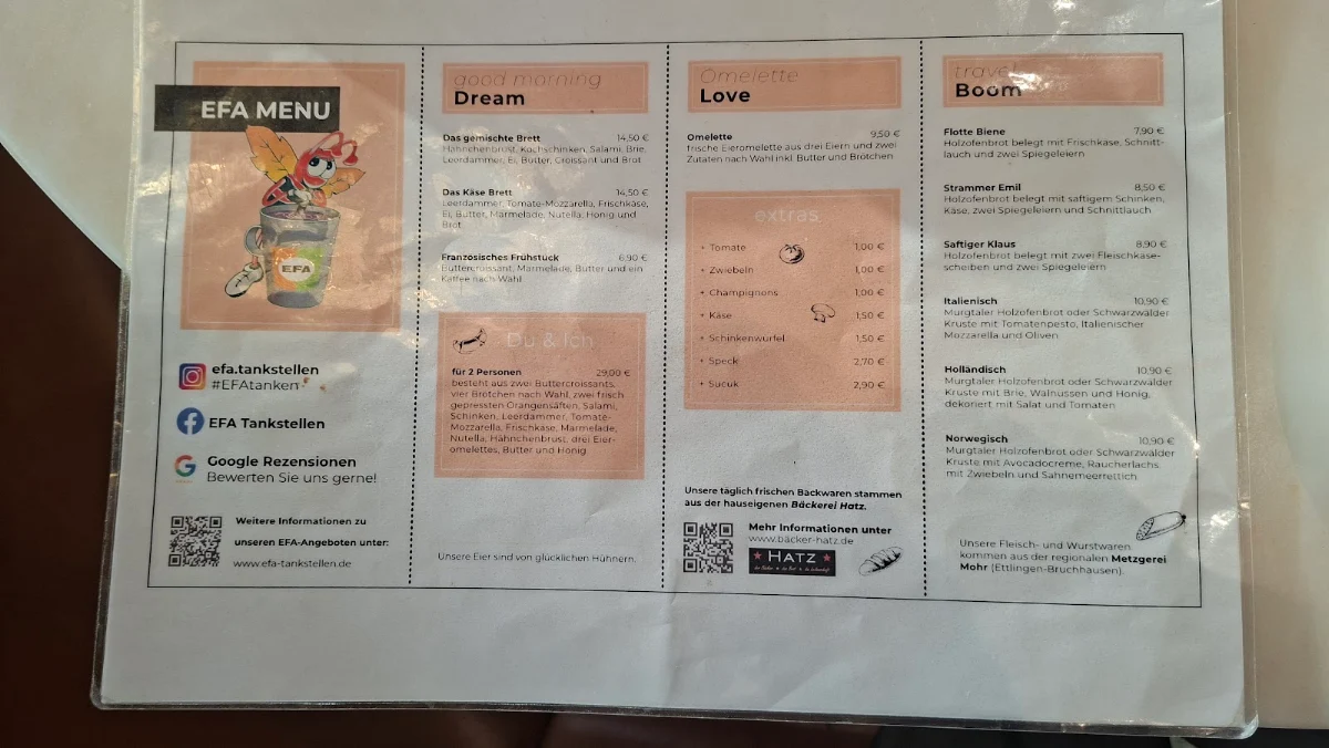 Speisekarte, Ettli Kaffee - Café Eggenstein