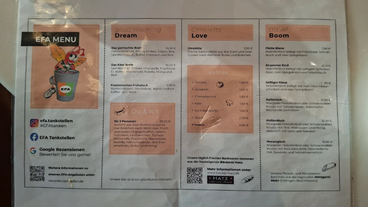 Speisekarte, Ettli Kaffee - Café Eggenstein