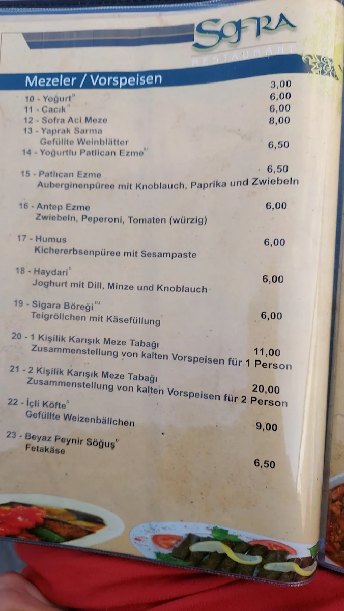 Speisekarte, Sofra