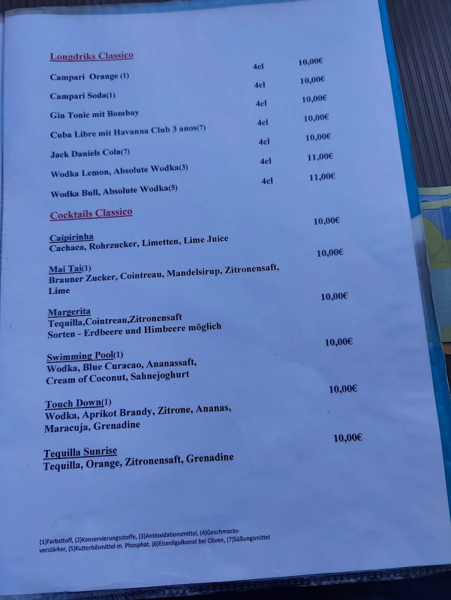 Speisekarte, Seebar Starnberg