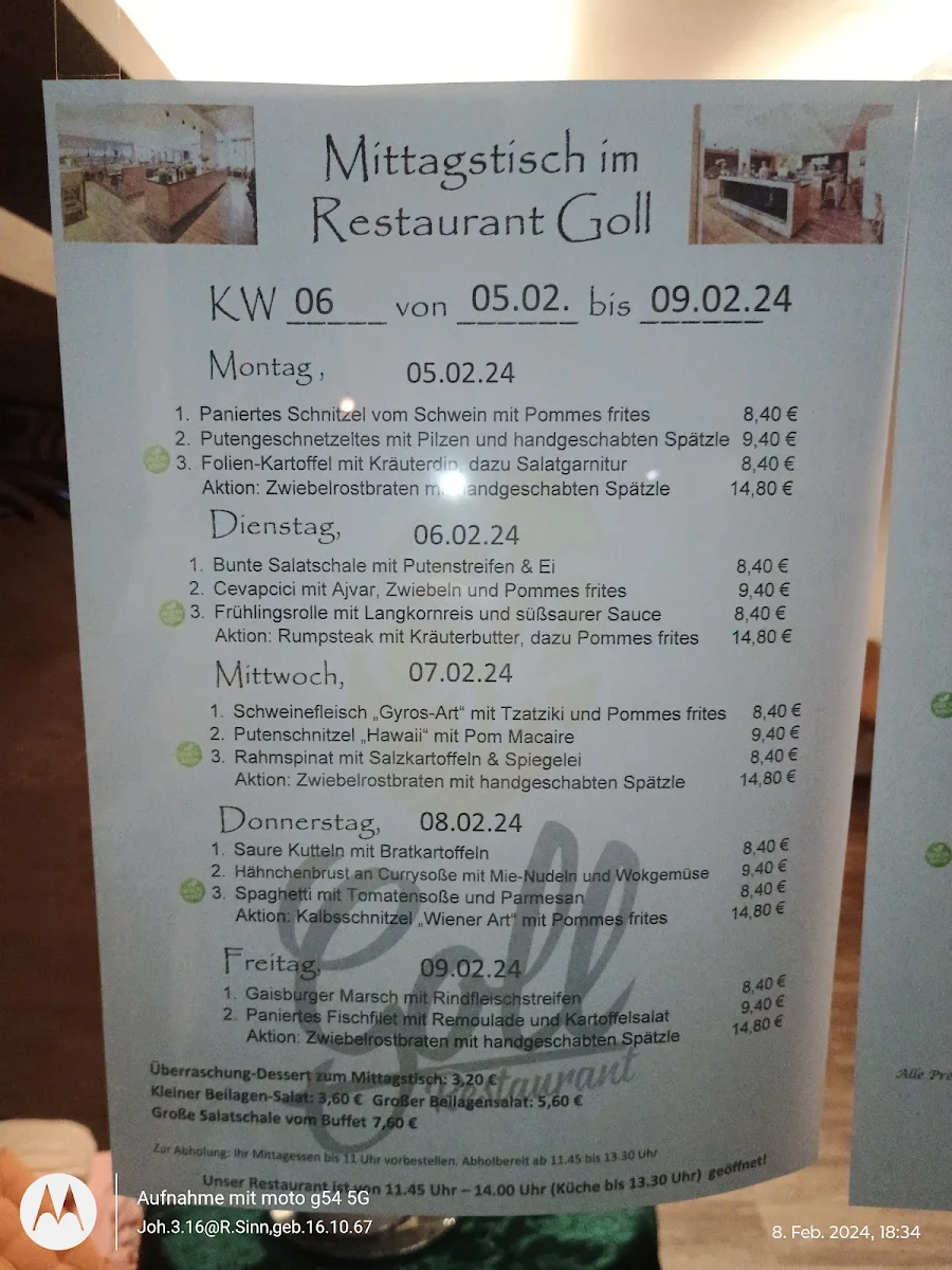 Speisekarte, Dietrich Werner Goll GmbH