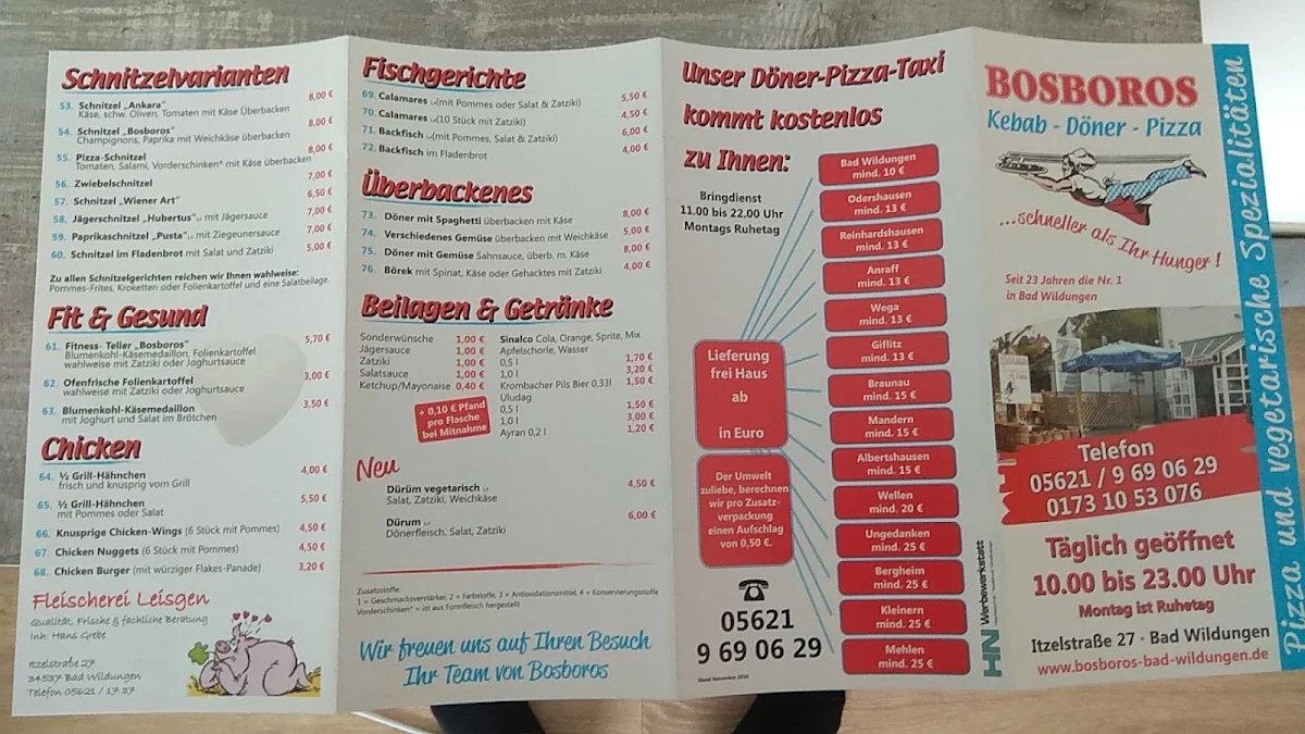 Speisekarte, Ferit Uysal - Bosboros Kebab