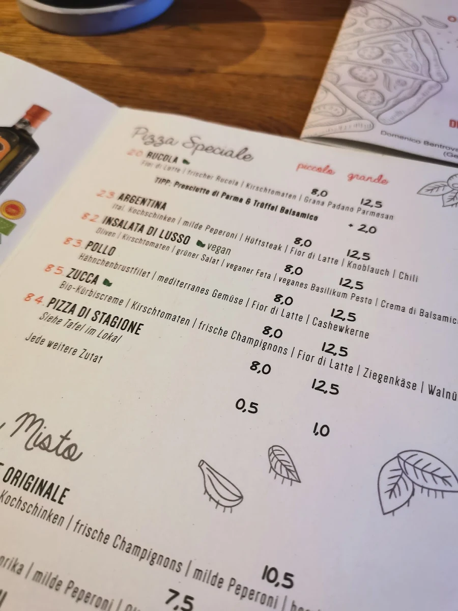 Speisekarte, Pizzeria ROSE generazione due