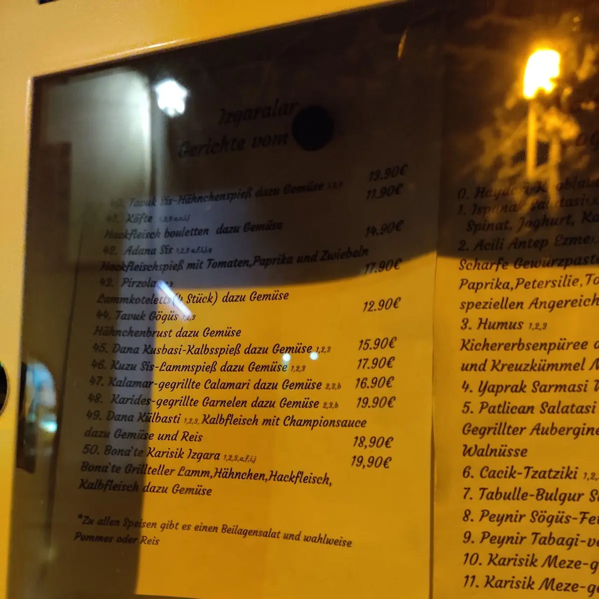 Speisekarte, Bonate Cafe Restaurant