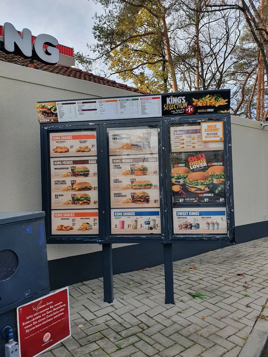 Speisekarte, Burger King Nürnberg