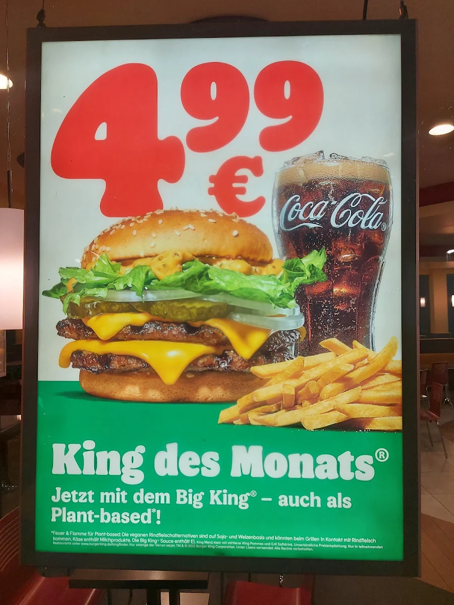 Speisekarte, Burger King Nürnberg