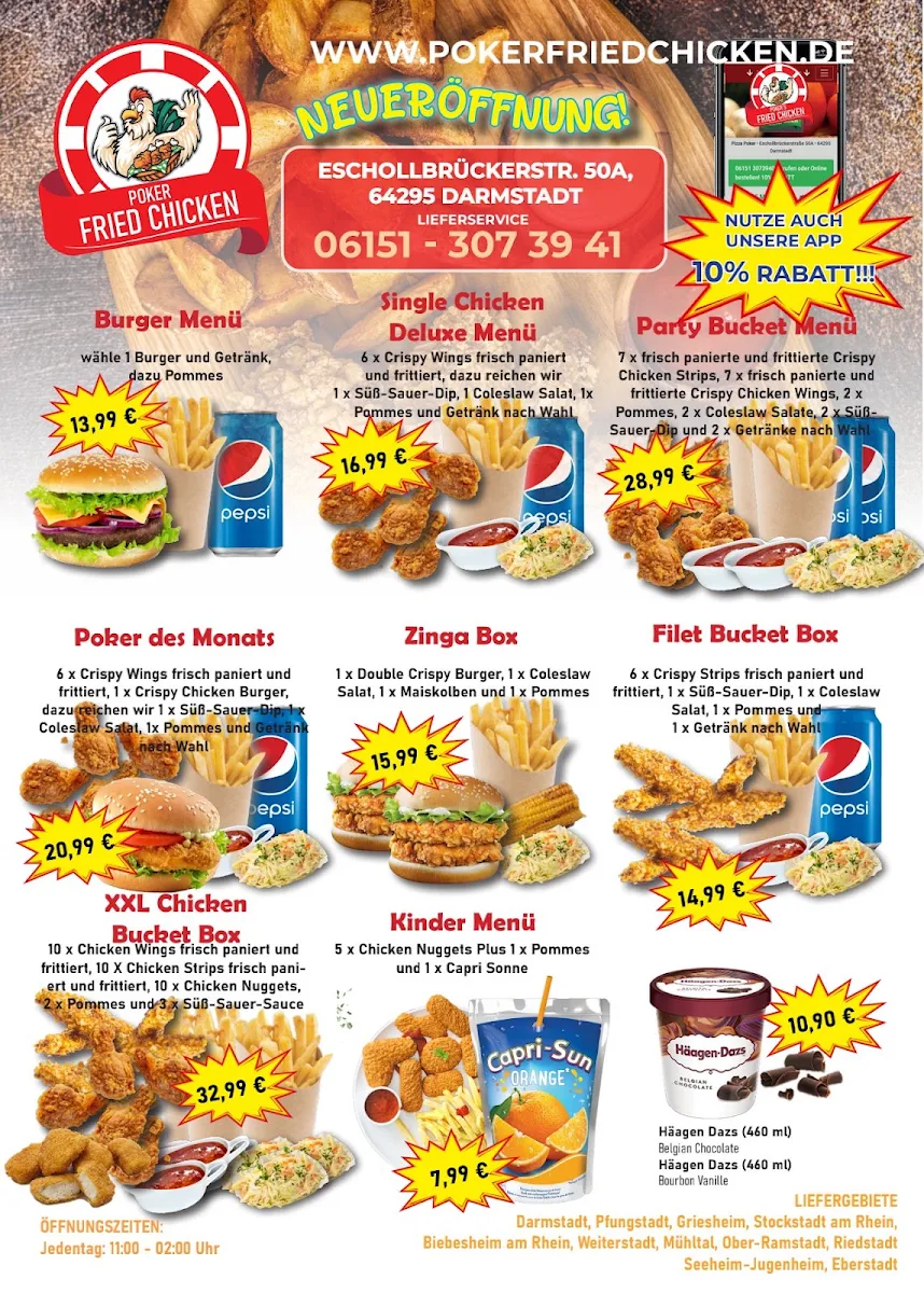Speisekarte, Poker Fried Chicken