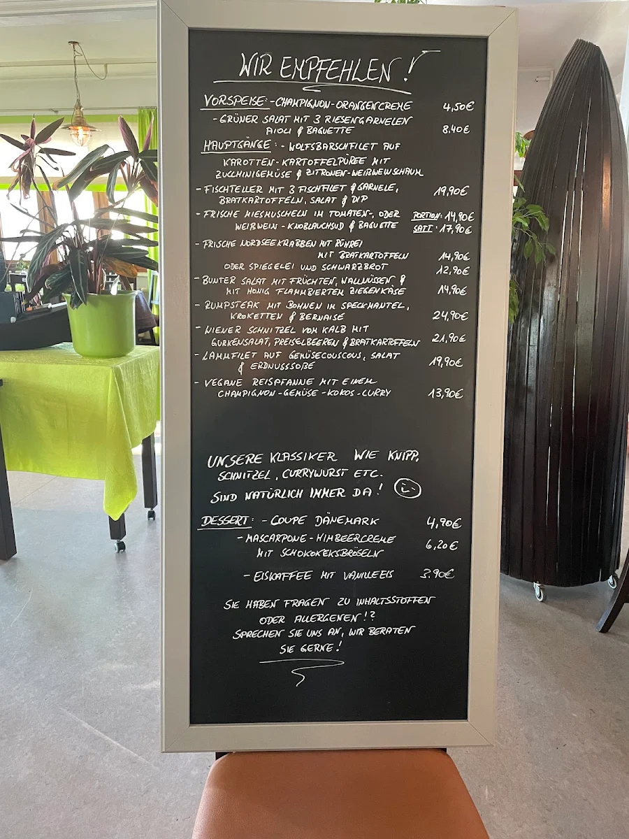 Speisekarte, Bootshaus Blumenthal Restaurant mit Weserblick