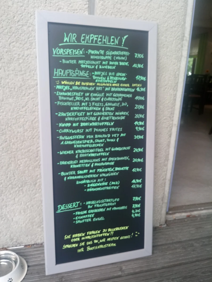 Speisekarte, Bootshaus Blumenthal Restaurant mit Weserblick