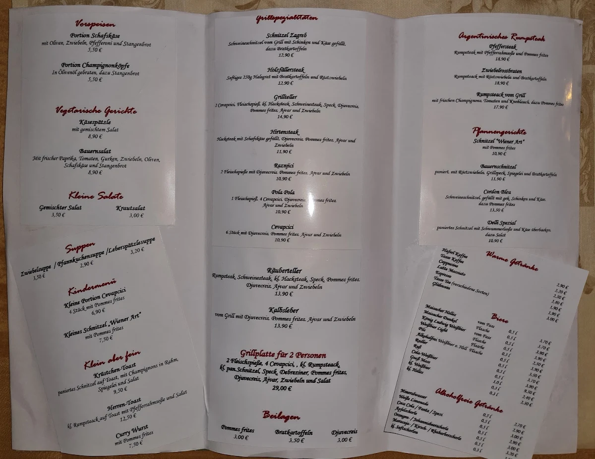 Speisekarte, Wirtshaus Am Hölzl