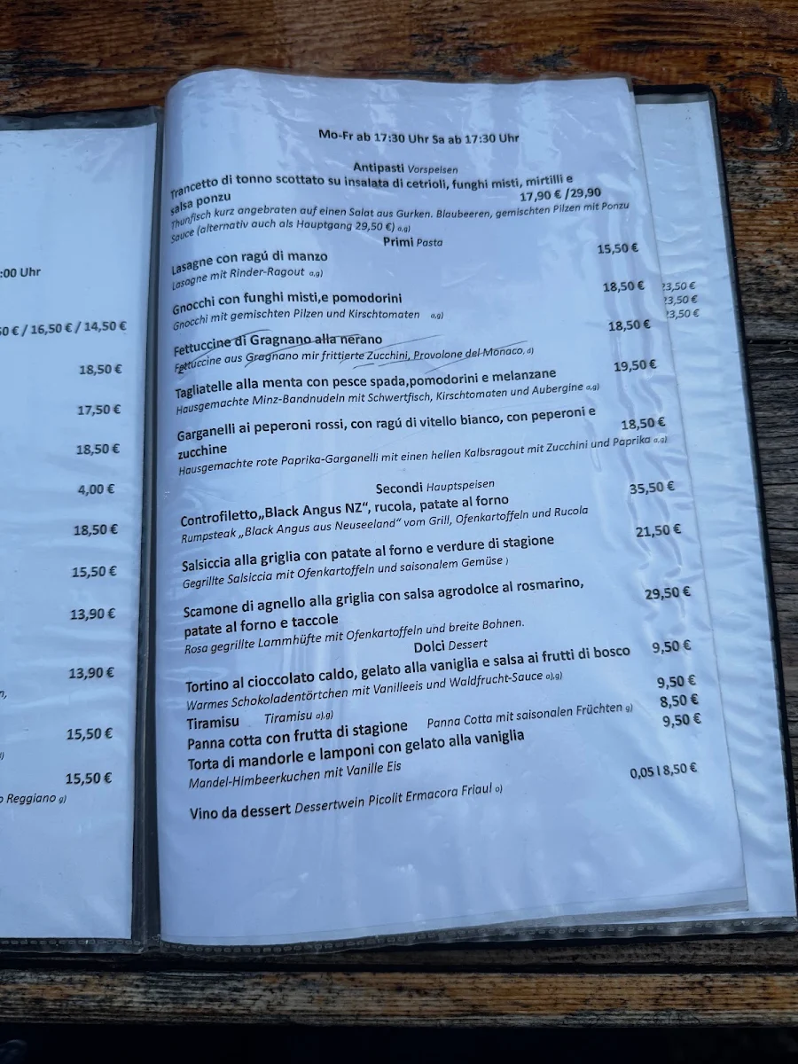 Speisekarte, Alma Mia
