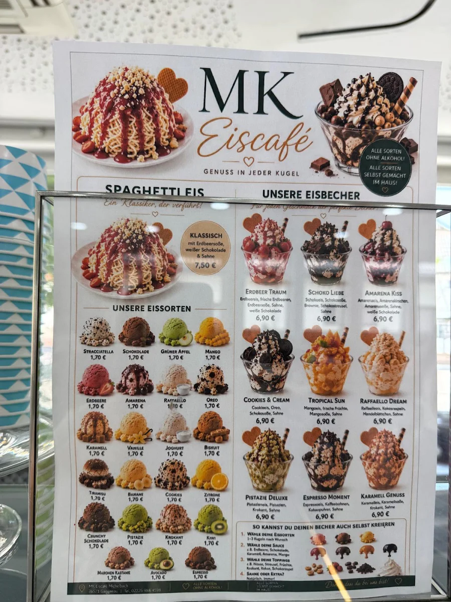 Speisekarte, MK Eiscafé Gaggenau - Michelbach