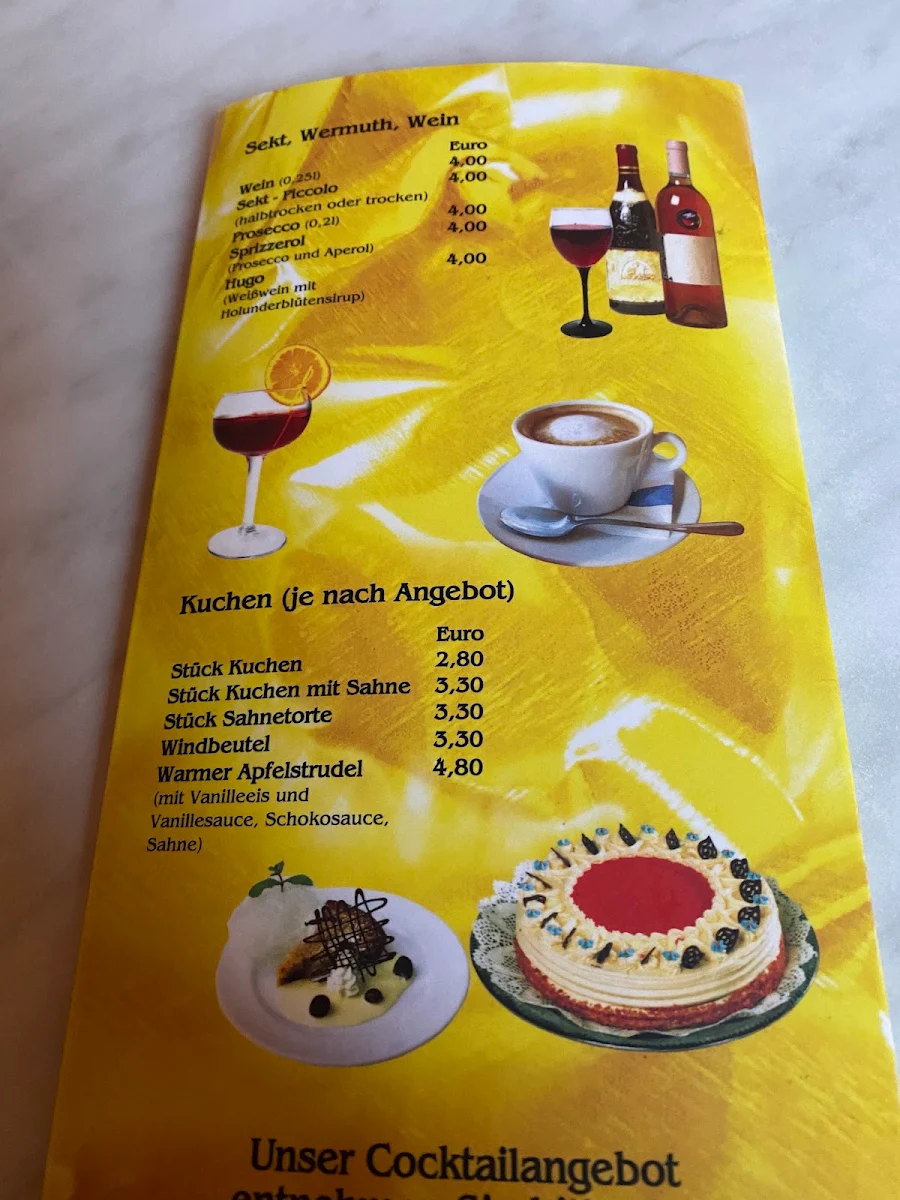 Speisekarte, Eiscafé am Kurpark
