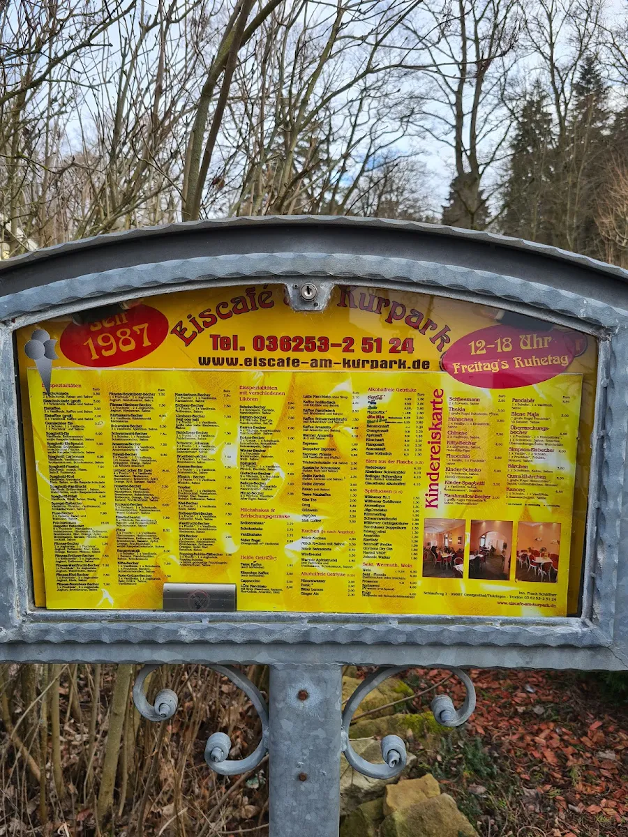 Speisekarte, Eiscafé am Kurpark