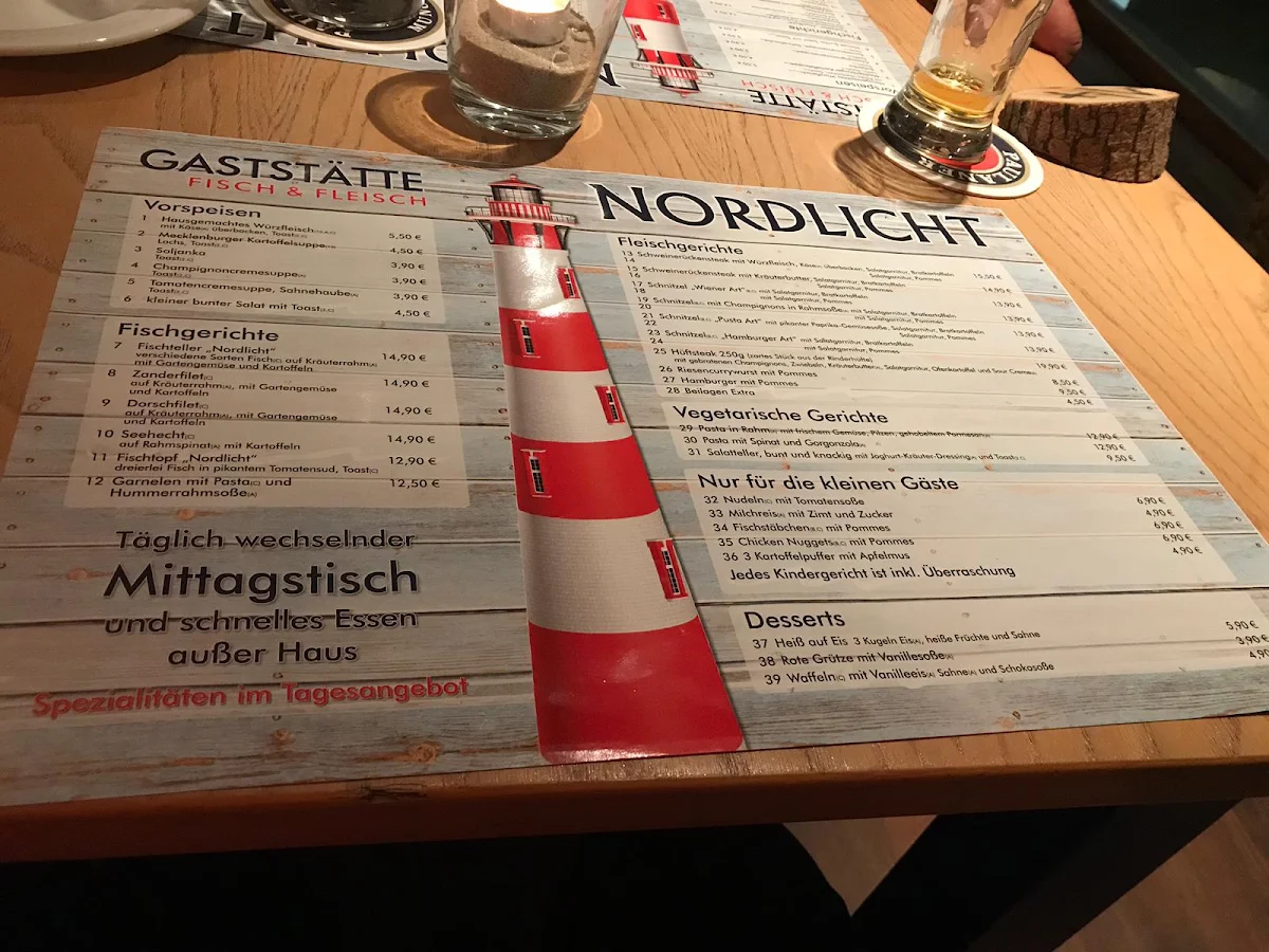 Speisekarte, Restaurant "Nordlicht"