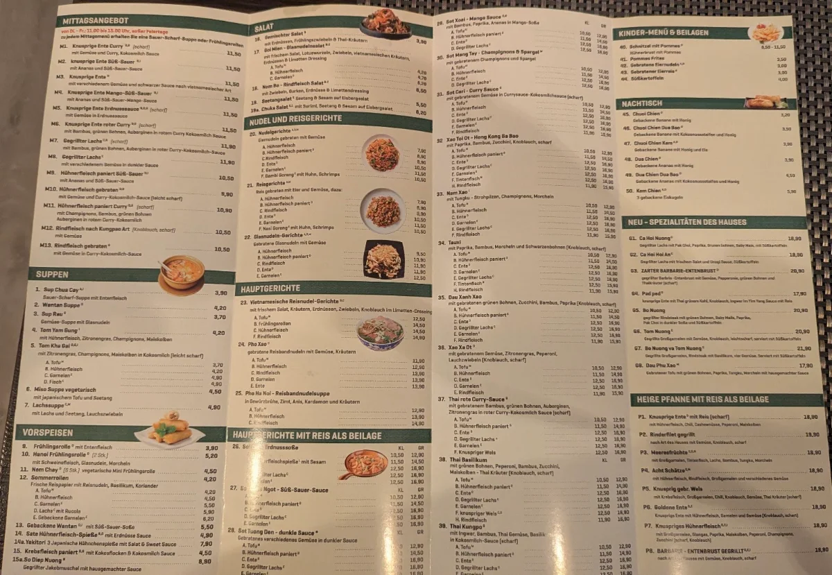 Speisekarte, Vietnam Restaurant
