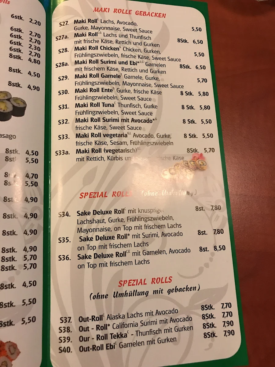 Speisekarte, Vietnam Restaurant