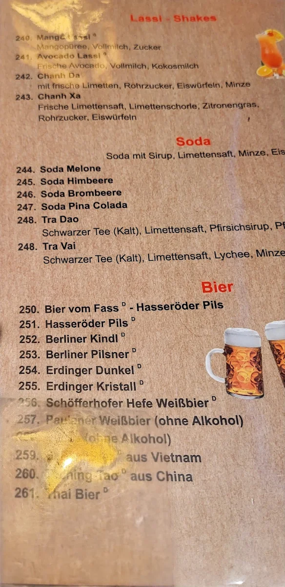 Speisekarte, Vietnam Restaurant