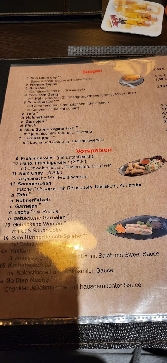 Speisekarte, Vietnam Restaurant