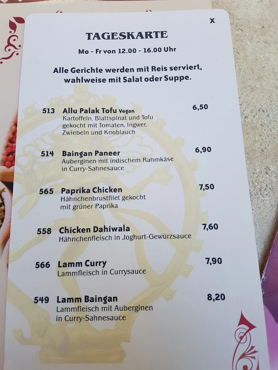Speisekarte, Khushi