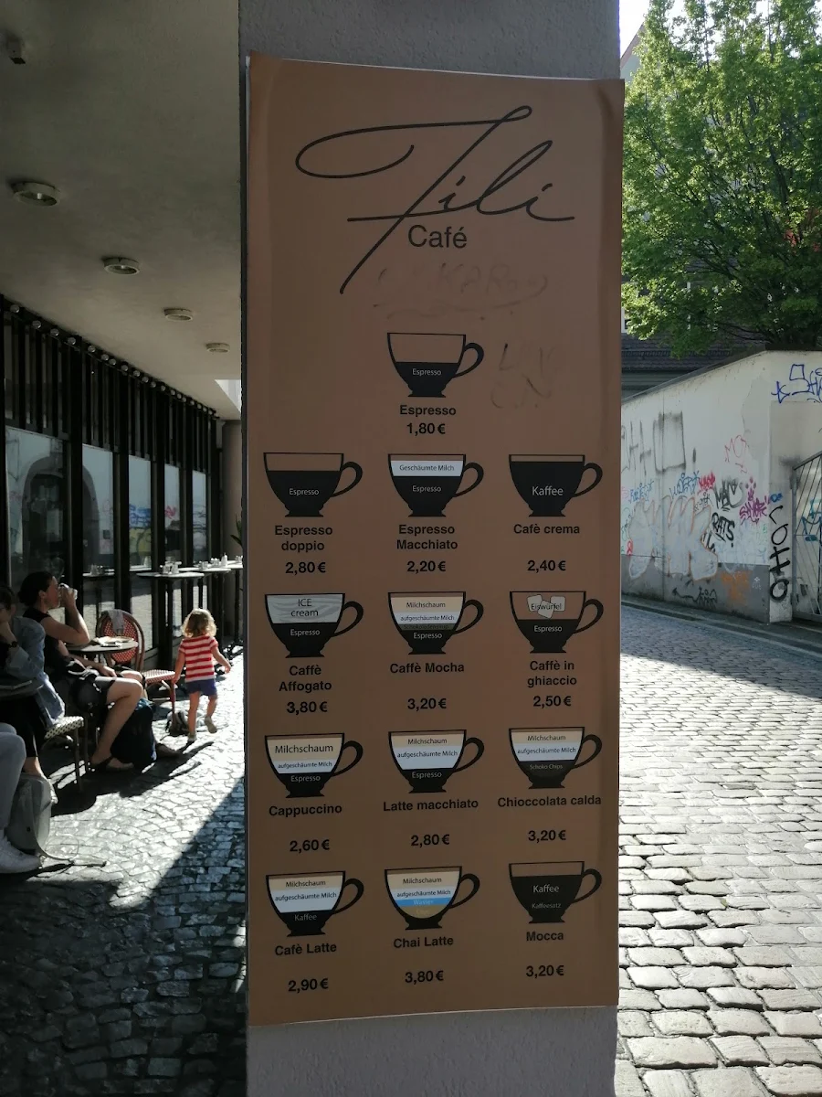 Speisekarte, Fili Café