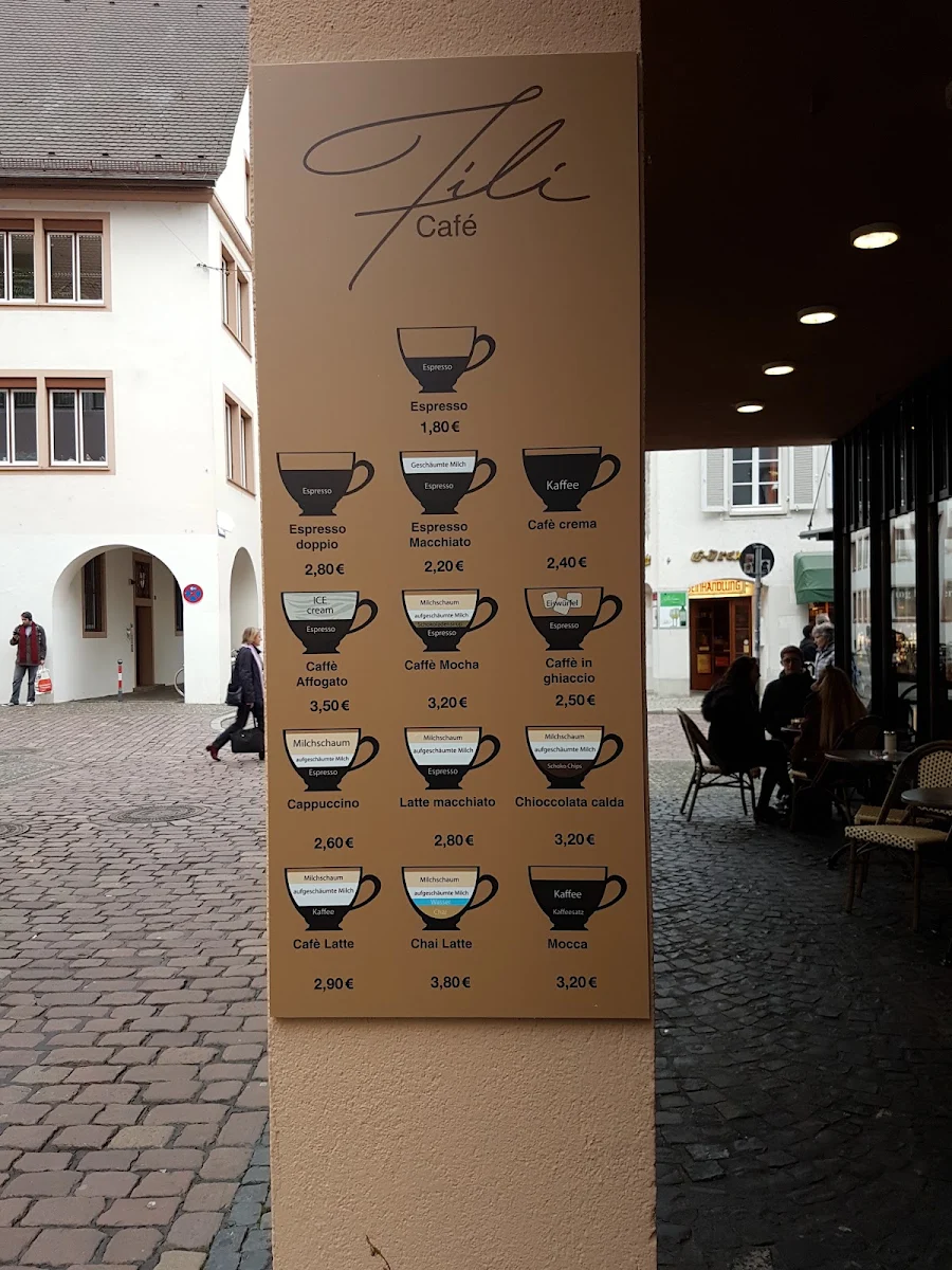 Speisekarte, Fili Café