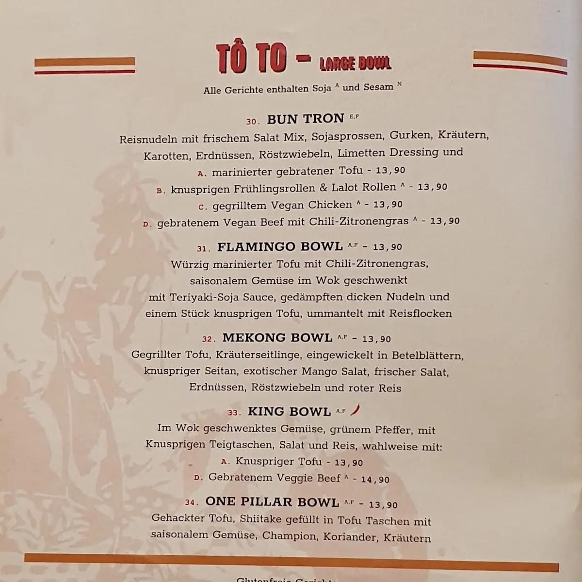 Speisekarte, To1980 Vegan - Pempelfort Düsseldorf