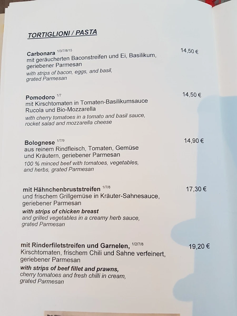 Speisekarte, Restaurant Nolle