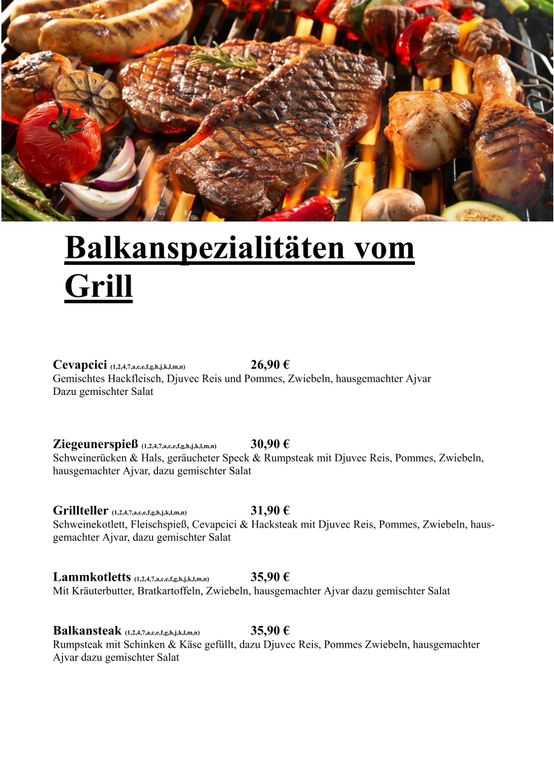 Speisekarte, Café-Restaurant Hohenegg
