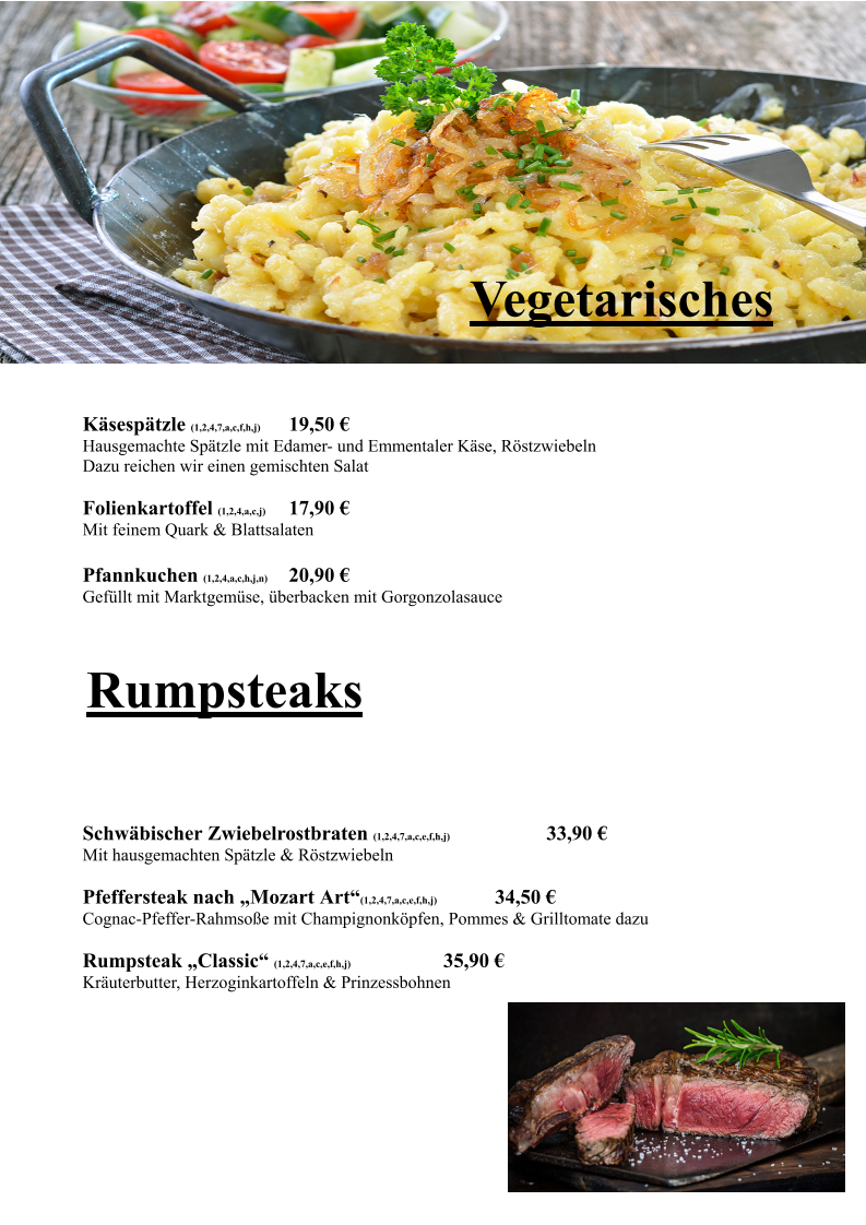 Speisekarte, Café-Restaurant Hohenegg